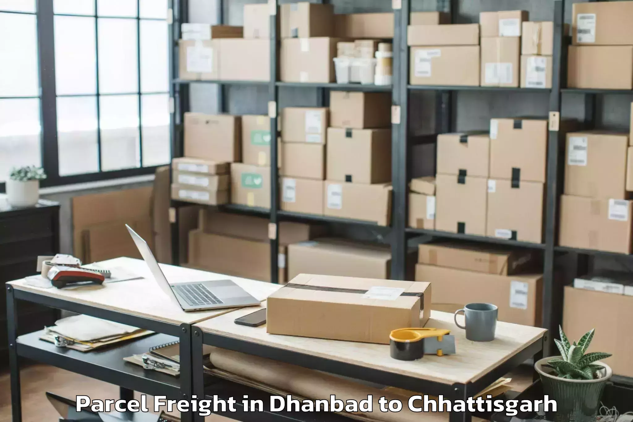 Book Dhanbad to Kirandul Parcel Freight Online